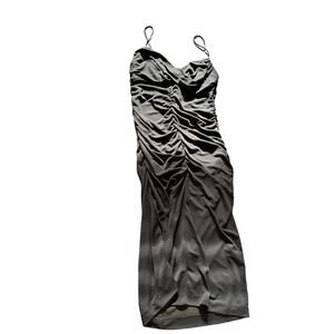 Nicole Miller Black Slimming Shaping Party Cocktail Hour Ruched Maxi Dress Large